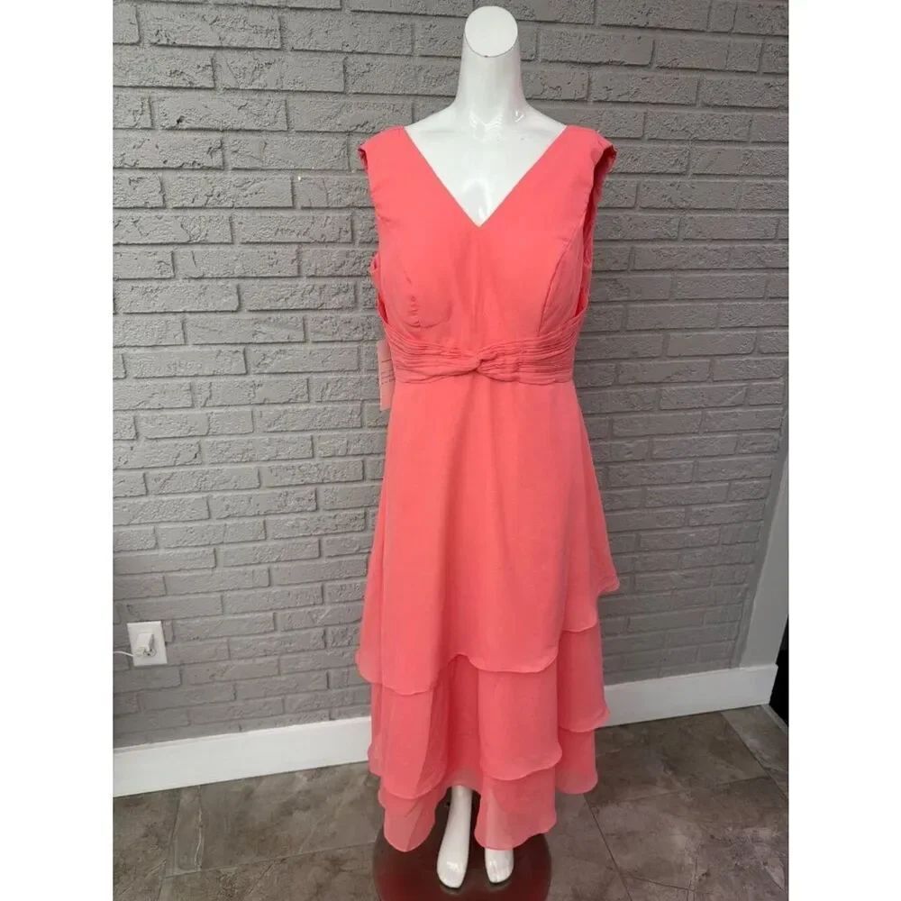 Women’s Tiered Lace-Up Back Mother -Of-Bride Chiffon Dress Size 12